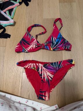 Red Carter Tropical Print Red Two-Piece Bikini